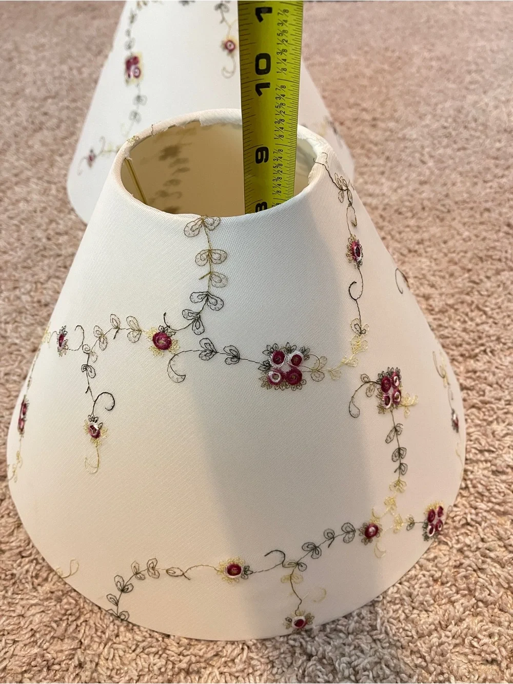 Pair Embroidered Rose Fabric Lamp Shade 10